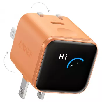 Anker Nano Charger 45W GaN USB-C Charger con ActiveShield 5.0, sensor táctil, SmartDisplay, detección de iPhone, naranja