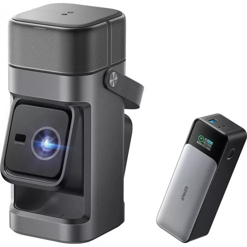 Anker Nebula P1 Proyector portátil con altavoces desmontables, Full HD 1080p, 650 lúmenes ANSI, sonido envolvente 2.0 de 20W, Android TV 11, Gris