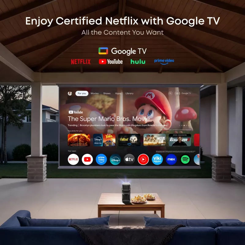 Anker Nebula P1 Proyector portátil con altavoces desmontables, Full HD 1080p, 650 lúmenes ANSI, sonido envolvente 2.0 de 20W, Android TV 11, Gris