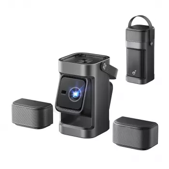 Anker Nebula P1 Proyector portátil con altavoces desmontables, Full HD 1080p, 650 lúmenes ANSI, sonido envolvente 2.0 de 20W, Android TV 11, Gris