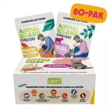 Comida húmeda para gatos Animal Island Everyday sabores variados, 80 x 85 g