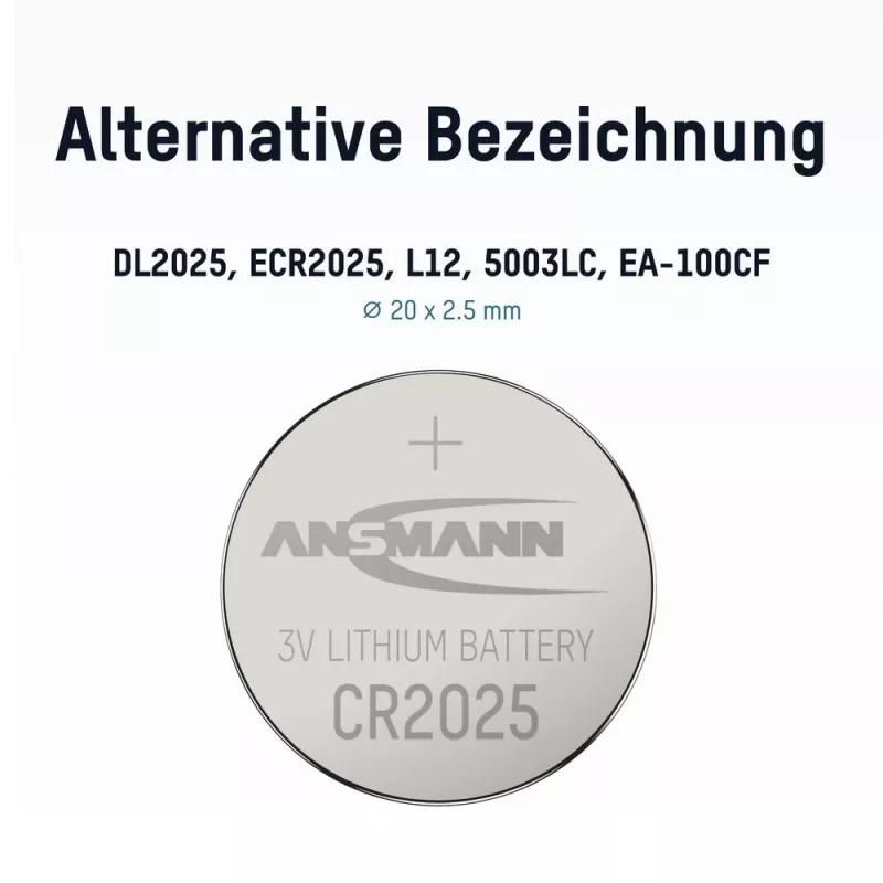 ANSMANN CR2025 Pila de botón de litio, 3V, 160mAh, blíster de 1