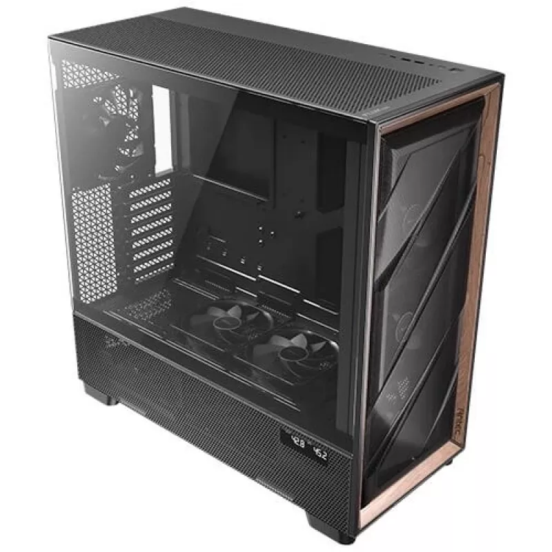 Antec Flux Pro Noctua Edition Caja Full Tower, negro/madera, con hub de ventiladores Noctua NA-FH1