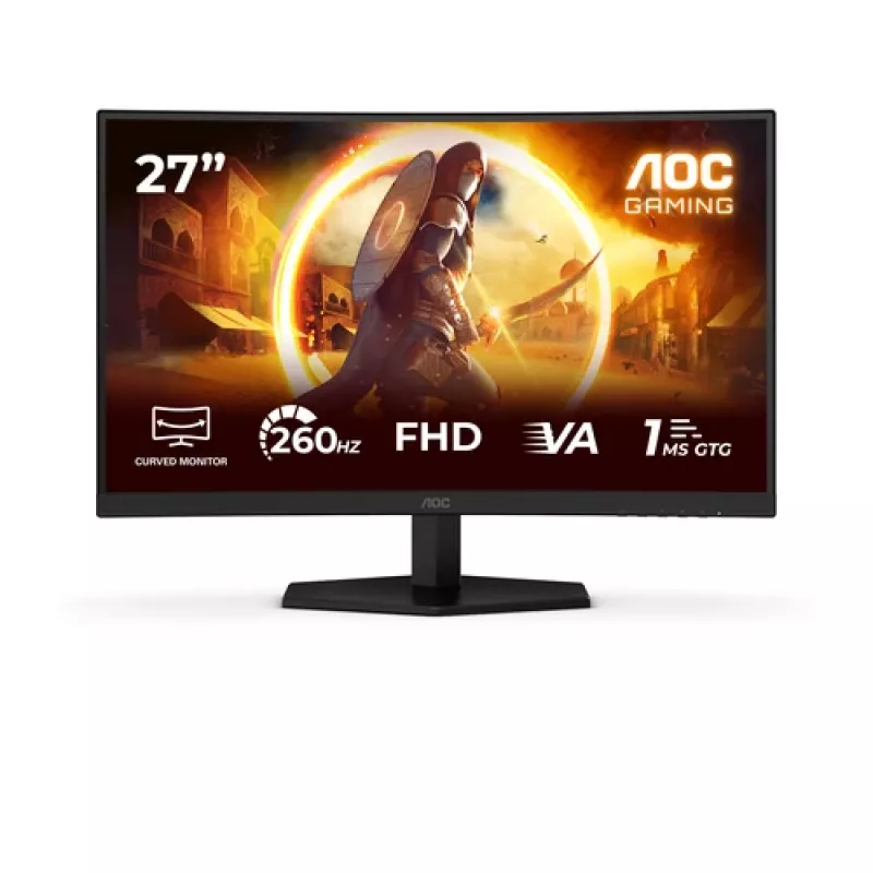 AOC C27G42ZEP monitor gaming curvo de 27 pulgadas Full HD Fast VA, 260 Hz (240 Hz nativos), 0,3 ms MPRT, HDR10, negro/rojo