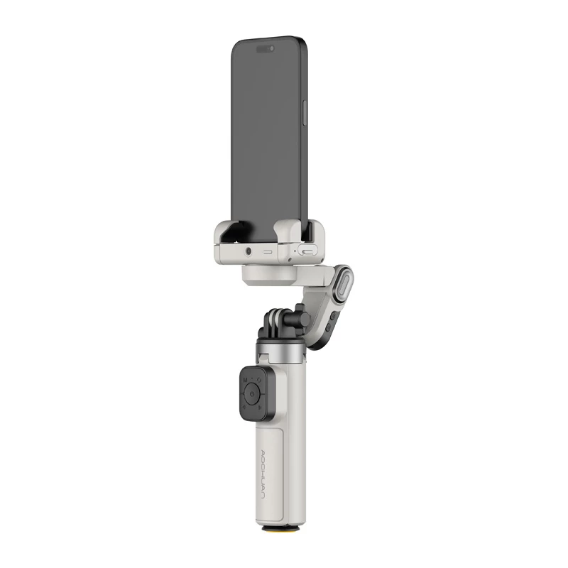 AOCHUAN M3 Pro gimbal trípode IA palo selfie 180 cm con lámpara LED e iluminación RGB negro