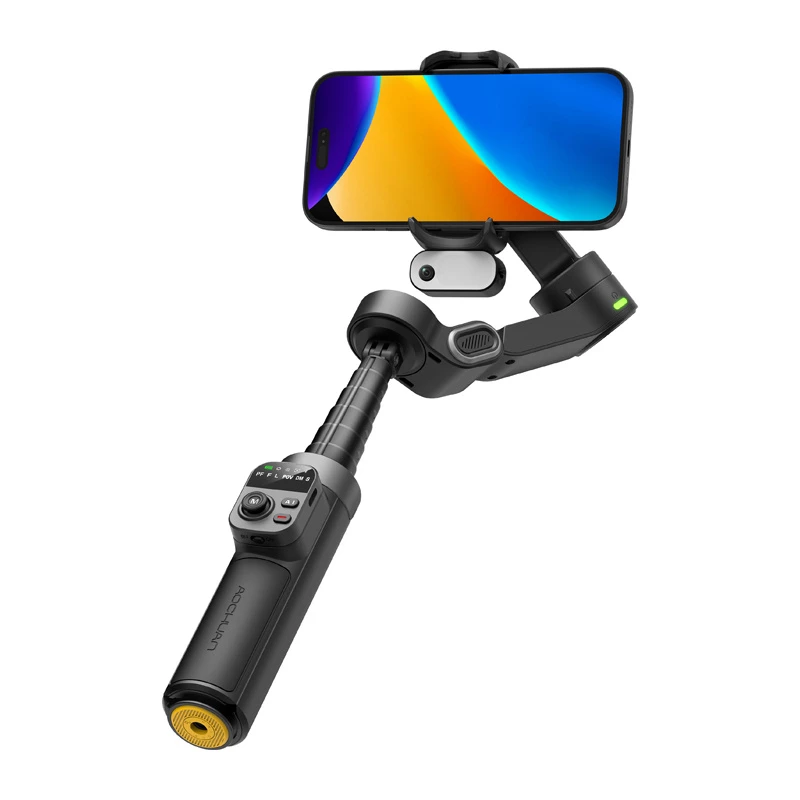 AOCHUAN Smart X3 estabilizador gimbal con seguimiento IA, luz LED y palo selfie para smartphone, negro