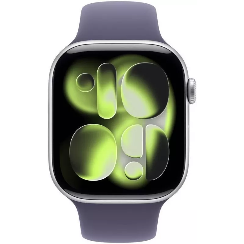 Apple Watch Series 11 (2025) GPS 46mm Caja de aluminio plateado con correa deportiva Purple Fog M/L