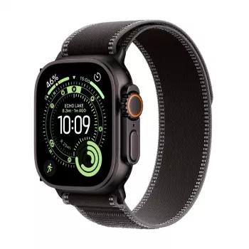 Apple Watch Ultra 3 GPS + Cellular 49mm caja de titanio negro con correa Trail Loop negra/Charcoal - Large (Modelo A3281, MF1H4QR/A)