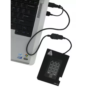 Disco duro externo Apricorn Aegis Padlock Fortress A25-3PL256-500F - 500GB - USB 3.2 Gen 1 - cifrado por hardware AES 256-bit - negro