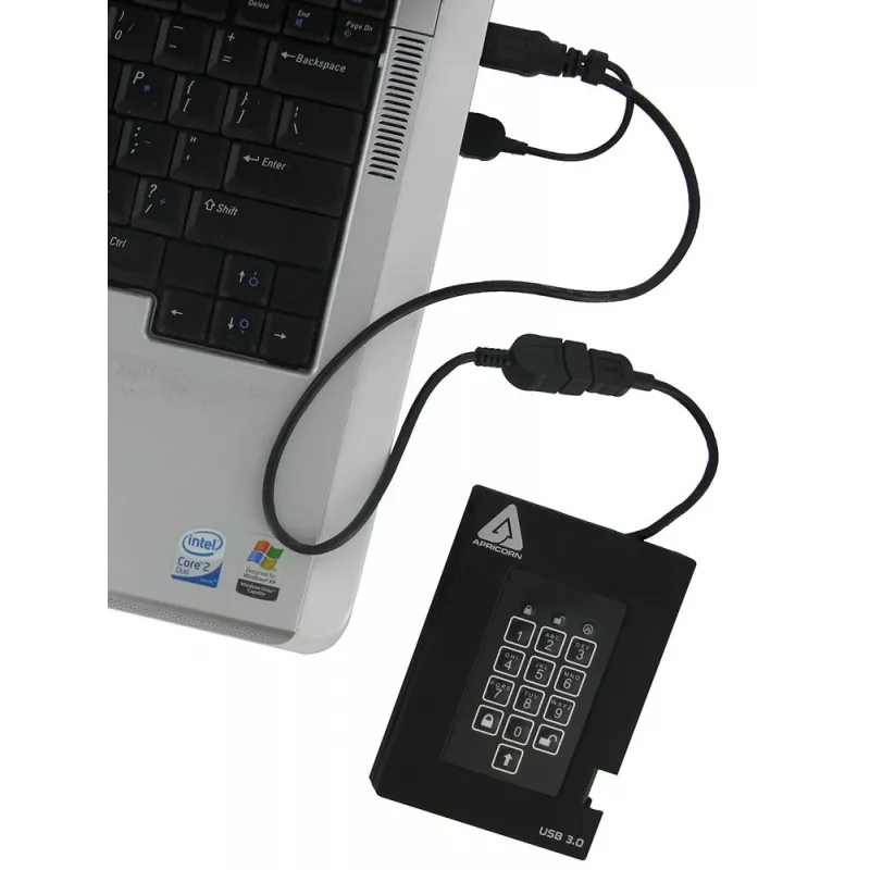 Disco duro externo Apricorn Aegis Padlock Fortress A25-3PL256-500F - 500GB - USB 3.2 Gen 1 - cifrado por hardware AES 256-bit - negro