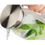 APS Jarra de cristal con tapa, 1,5 litros, cristal/acero inoxidable, recipiente de cristal con asa, tapa de acero inoxidable, 1 unidad 10792