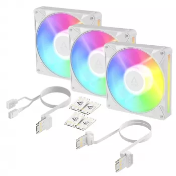 Arctic BioniX P14 A-RGB (blanco) pack de 3 | Ventilador de caja de 140 mm PWM con iluminación A-RGB, 400-2500 rpm