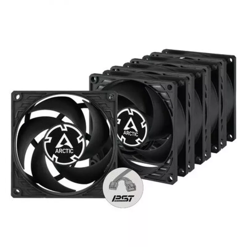 ARCTIC P8 PWM PST Ventilador 80 mm pack de 5 - Negro/Blanco