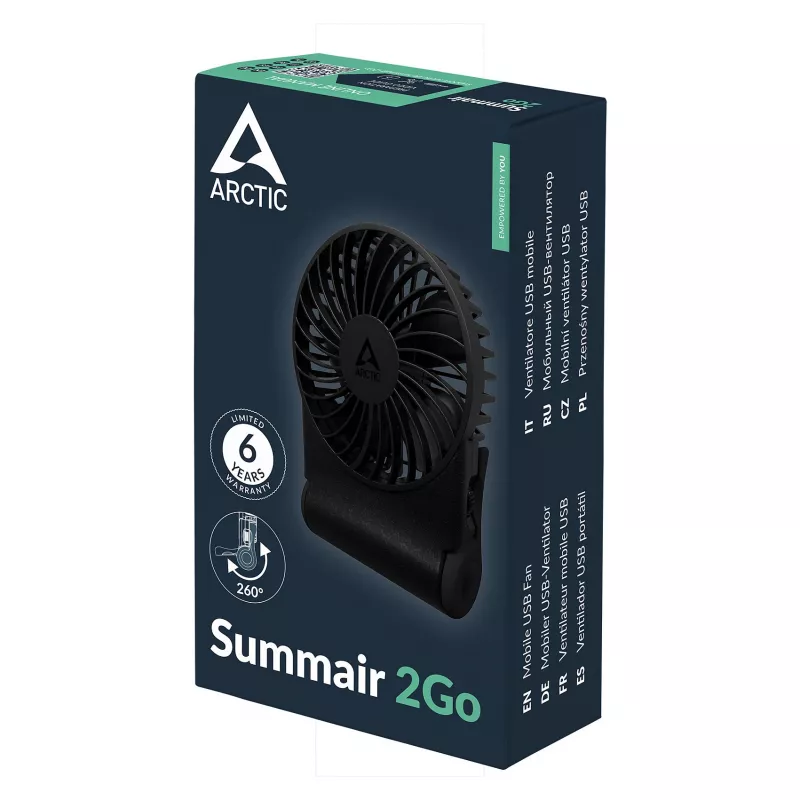 Arctic Summair 2Go Ventilador de mesa recargable - 10 cm (Negro)