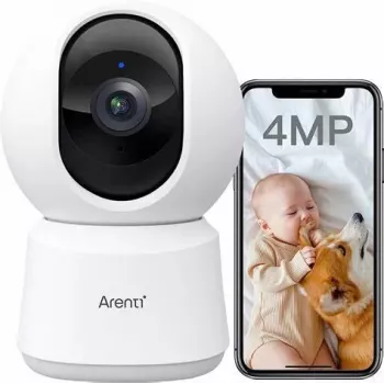 Cámara de vigilancia interior Wi-Fi Arenti P2Q 2K QHD con detección de personas por IA, audio bidireccional y visión nocturna