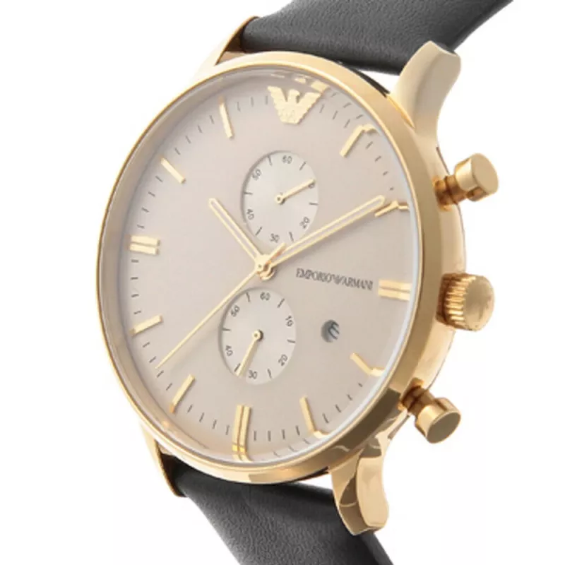 Reloj ARMANI AR0386 hombre Classic cuarzo analógico 40mm esfera plateada correa de piel marrón