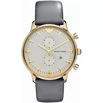 Reloj ARMANI AR0386 hombre Classic cuarzo analógico 40mm esfera plateada correa de piel marrón