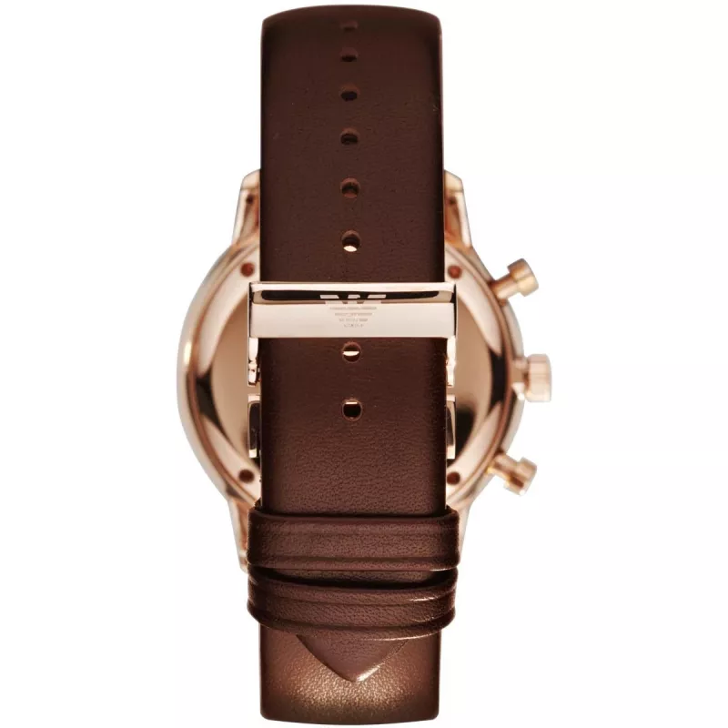 ARMANI AR0387 cronógrafo de hombre de cuarzo 42mm esfera negra correa de piel