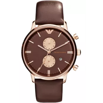 ARMANI AR0387 cronógrafo de hombre de cuarzo 42mm esfera negra correa de piel