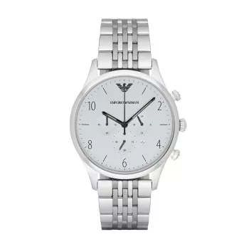 ARMANI AR1879 Reloj de cuarzo analógico para hombre 43mm caja de acero inoxidable correa de piel negra