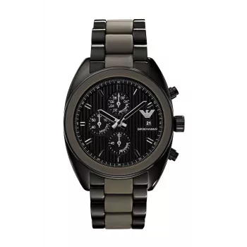ARMANI AR5953 cronógrafo de hombre de cuarzo 43mm esfera negra acero inoxidable con correa envolvente de silicona
