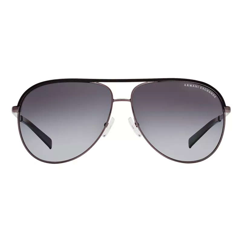 Gafas de sol unisex Armani Exchange AX2002-60992V - Montura de metal negra mate con lentes grises oscuras espejadas plata