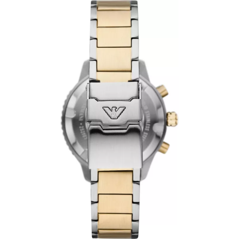 Armani Reloj para hombre AR11361 42mm acero inoxidable malla esfera negra cronógrafo