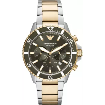 Armani Reloj para hombre AR11361 42mm acero inoxidable malla esfera negra cronógrafo