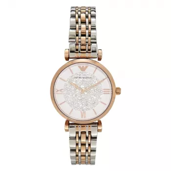 ARMANI Reloj Mujer AR1926 Gianni T-Bar Cuarzo Analógico 32mm Malla de Acero Inoxidable Oro Rosa