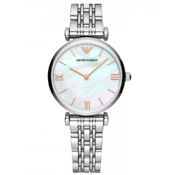 ARMANI reloj de mujer analógico de cuarzo AR90004L 32 mm caja de acero inoxidable en tono oro rosa correa de piel marrón