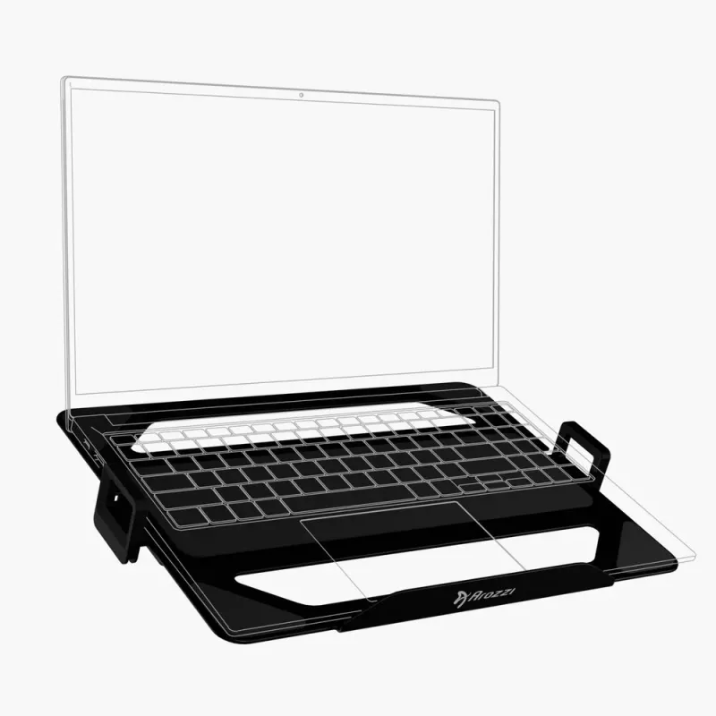 Arozzi Alzare AZ-ALZARE-LH-BK soporte ajustable para portátil, aluminio negro, 50-300 mm de altura, plegable, para portátiles de hasta 18 inch