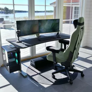 Arozzi Arena Large Gaming Desk – Forest Green (Altura ajustable, alfombrilla de ratón de microfibra)