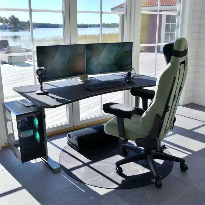 Arozzi Arena Large Gaming Desk – Forest Green (Altura ajustable, alfombrilla de ratón de microfibra)