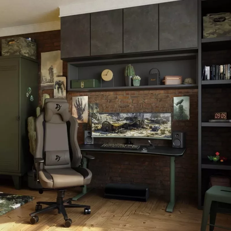 Arozzi Arena Large Gaming Desk – Forest Green (Altura ajustable, alfombrilla de ratón de microfibra)