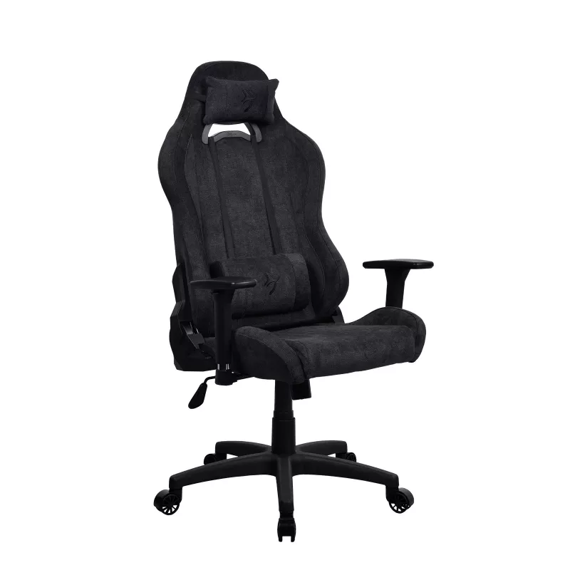Arozzi Torretta silla gaming de tela suave – negro puro, estructura metálica, pistón de gas clase 4, reposabrazos 3D