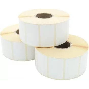 ARTDEV Rollo de etiquetas de transferencia térmica 50 x 25mm, 94mm AD, núcleo de 40mm, 1500 etiquetas/rollo, papel blanco, adhesivo permanente
