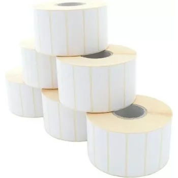ARTDEV Etiqueta de transferencia térmica rollo 60x20mm, diámetro de rollo 110mm, núcleo 40mm, 2600 etiquetas/rollo, blanco, papel, adhesivo permanente