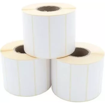 ARTDEV Rollo de etiqueta de transferencia térmica 70 x 25mm, diámetro exterior 93mm, núcleo 40mm, 1500 etiquetas por rollo, papel blanco, adhesivo permanente, mate