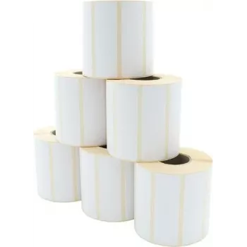 ARTDEV Etiqueta de transferencia térmica rollo 90 x 29 mm, diámetro exterior 96 mm, núcleo 40 mm, 1300 etiquetas por rollo, papel blanco, adhesivo permanente