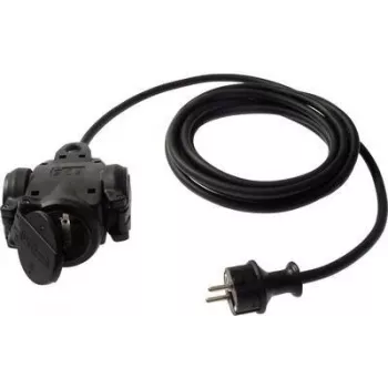 AS SCHWABE Regleta de enchufes triple de goma maciza con tapas abatibles giratorias IP44 y anilla de suspensión, 5m H07RN-F 3G2.5 60445
