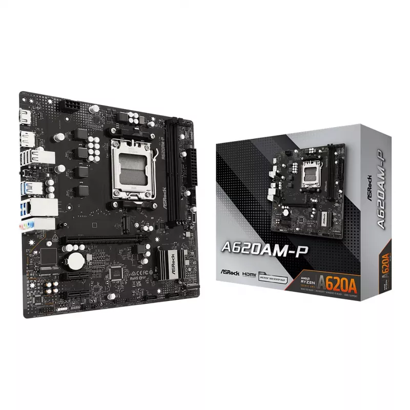 ASRock A620AM-P placa base AMD A620 AM5 Micro ATX (DDR5, HDMI, DisplayPort, M.2)