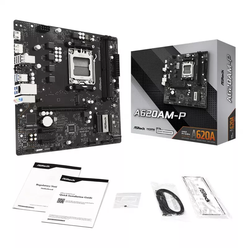 ASRock A620AM-P placa base AMD A620 AM5 Micro ATX (DDR5, HDMI, DisplayPort, M.2)
