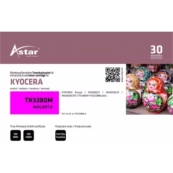Cartucho de tóner magenta compatible ASTAR AS20406 Kyocera TK-5380M remanufacturado alto rendimiento 10.000 páginas