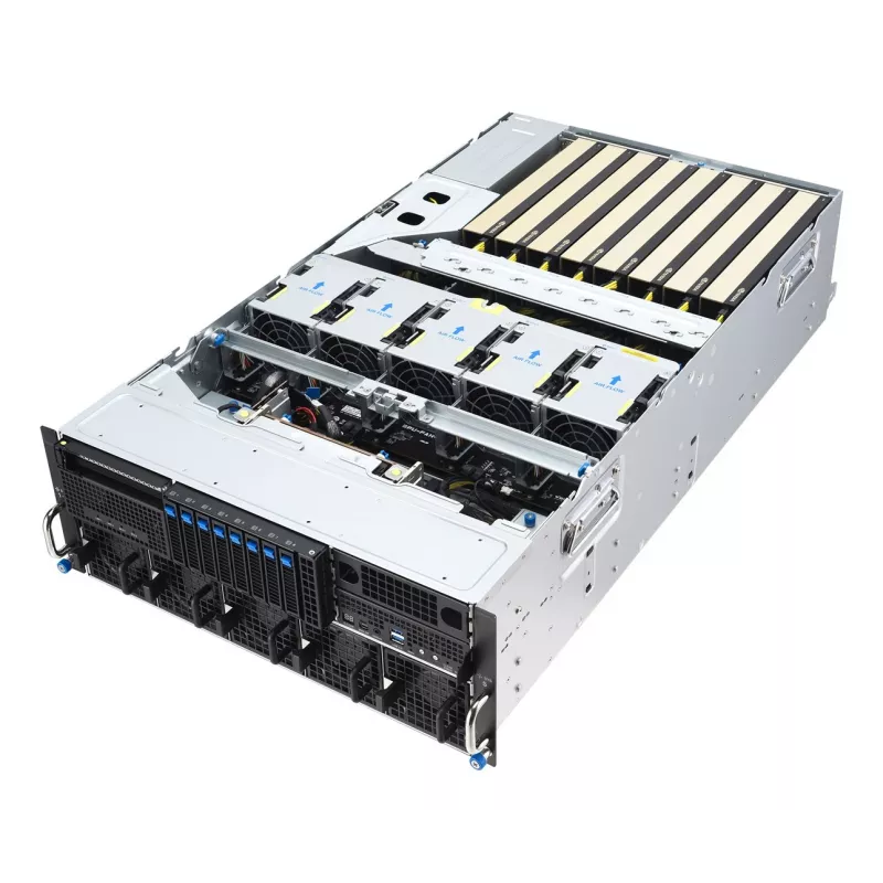 ASUS ESC8000A-E13X plataforma de servidor rack 4U AMD EPYC 9005 8xNVMe 2xM.2 2x10GbE 8xQSFP IPMI R3200W