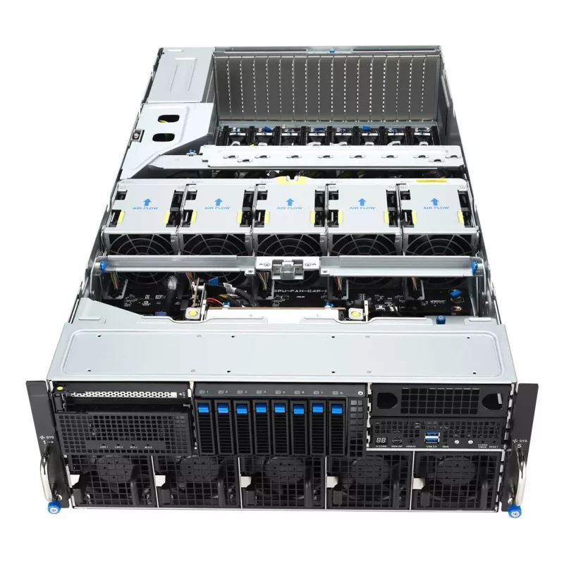 ASUS ESC8000A-E13X plataforma de servidor rack 4U AMD EPYC 9005 8xNVMe 2xM.2 2x10GbE 8xQSFP IPMI R3200W