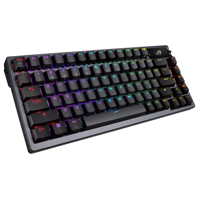 ASUS ROG Azoth 75% Teclado mecánico hotswap, RGB tri-modo, pantalla OLED, teclas PBT, switches NX, negro