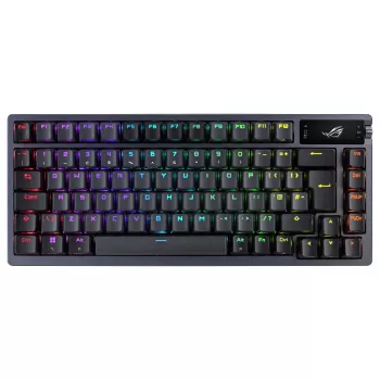 ASUS ROG Azoth 75% Teclado mecánico hotswap, RGB tri-modo, pantalla OLED, teclas PBT, switches NX, negro