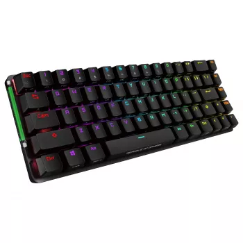 ASUS ROG Falchion NX Teclado gaming mecánico, formato 65%, switches ROG NX Red, inalámbrico/cableado, retroiluminación RGB, negro