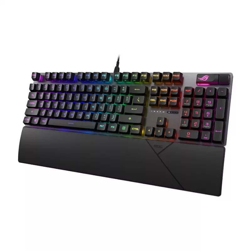 ASUS ROG Strix Scope II RX Teclado gaming, tamaño completo, RGB, cableado, switches ópticos ROG RX Red, negro