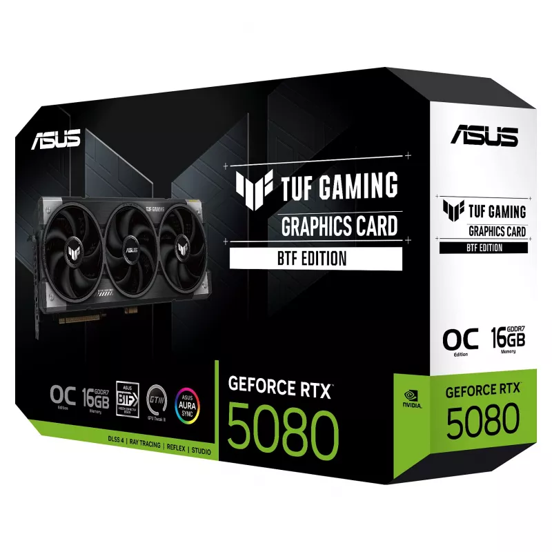 ASUS TUF GeForce RTX 5080 OC 16GB GDDR7 BTF Tarjeta gráfica gaming